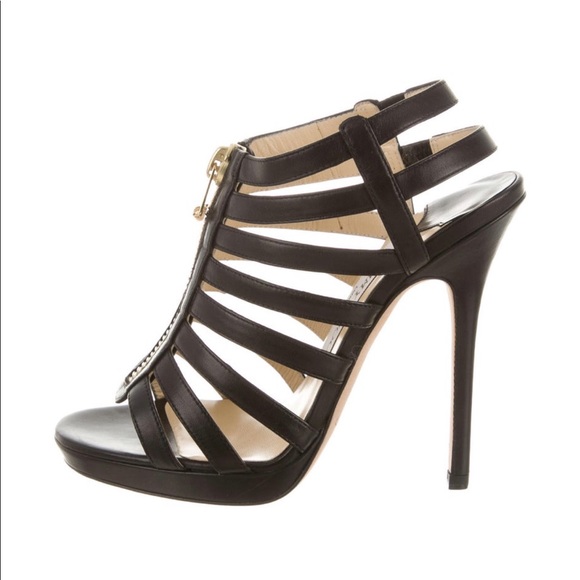Jimmy Choo-Black Sandals with gold tone - Picture 1 of 4